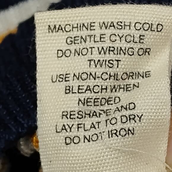 L.A. Hearts Ribbed Blouse Striped Blue and Yellow Size Large Short Sleeve - Picture 7 of 7